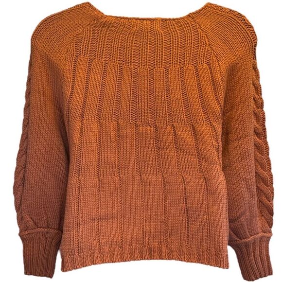Rust Cable-Knit Round Neck Raglan Sleeve Sweater Large NEW - HYFVE - Picture 14 of 14